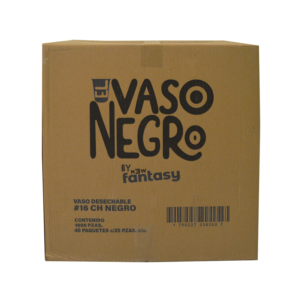 Vaso Plástico Negro 16 oz Fantasy
