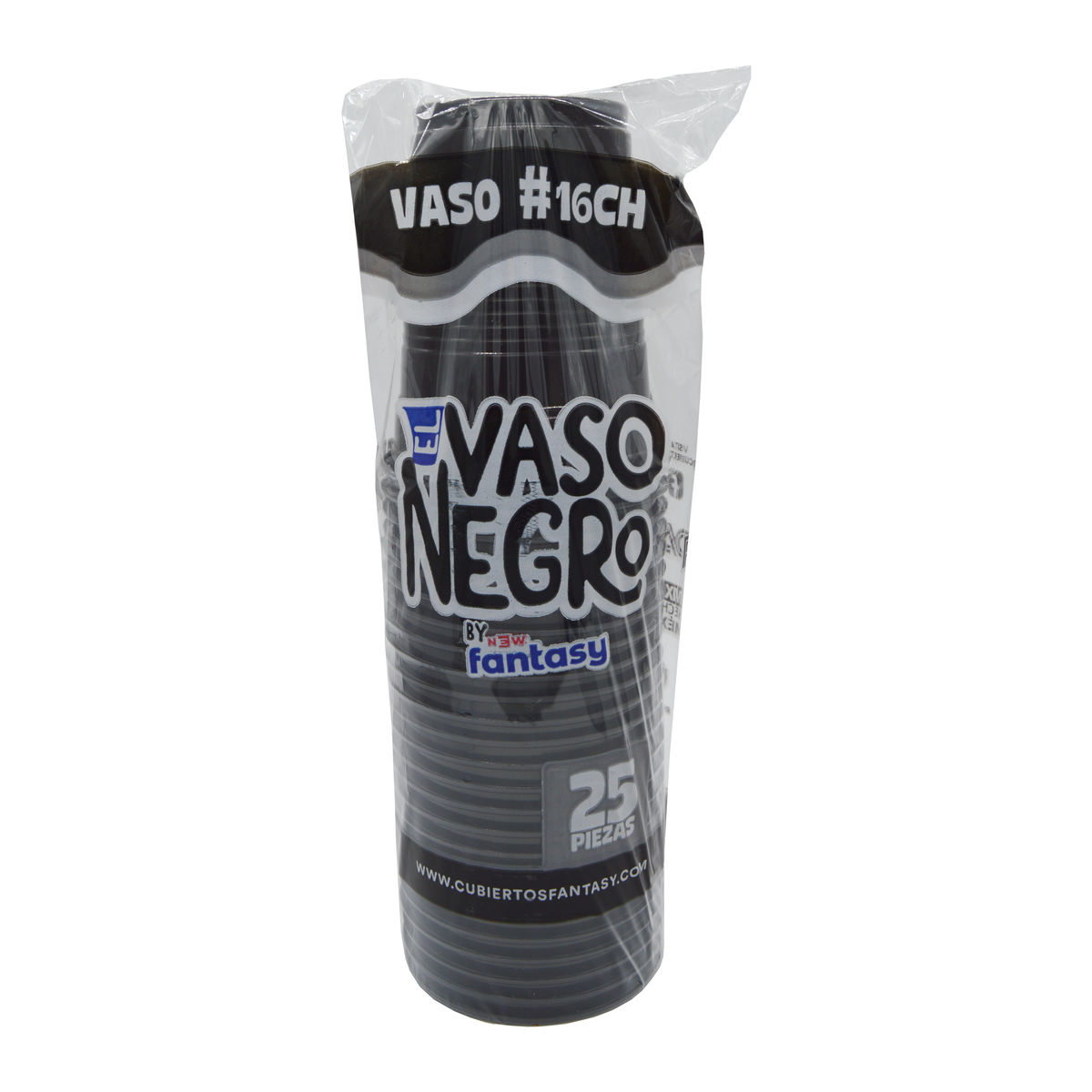 Vaso Plástico Negro 16 oz Fantasy