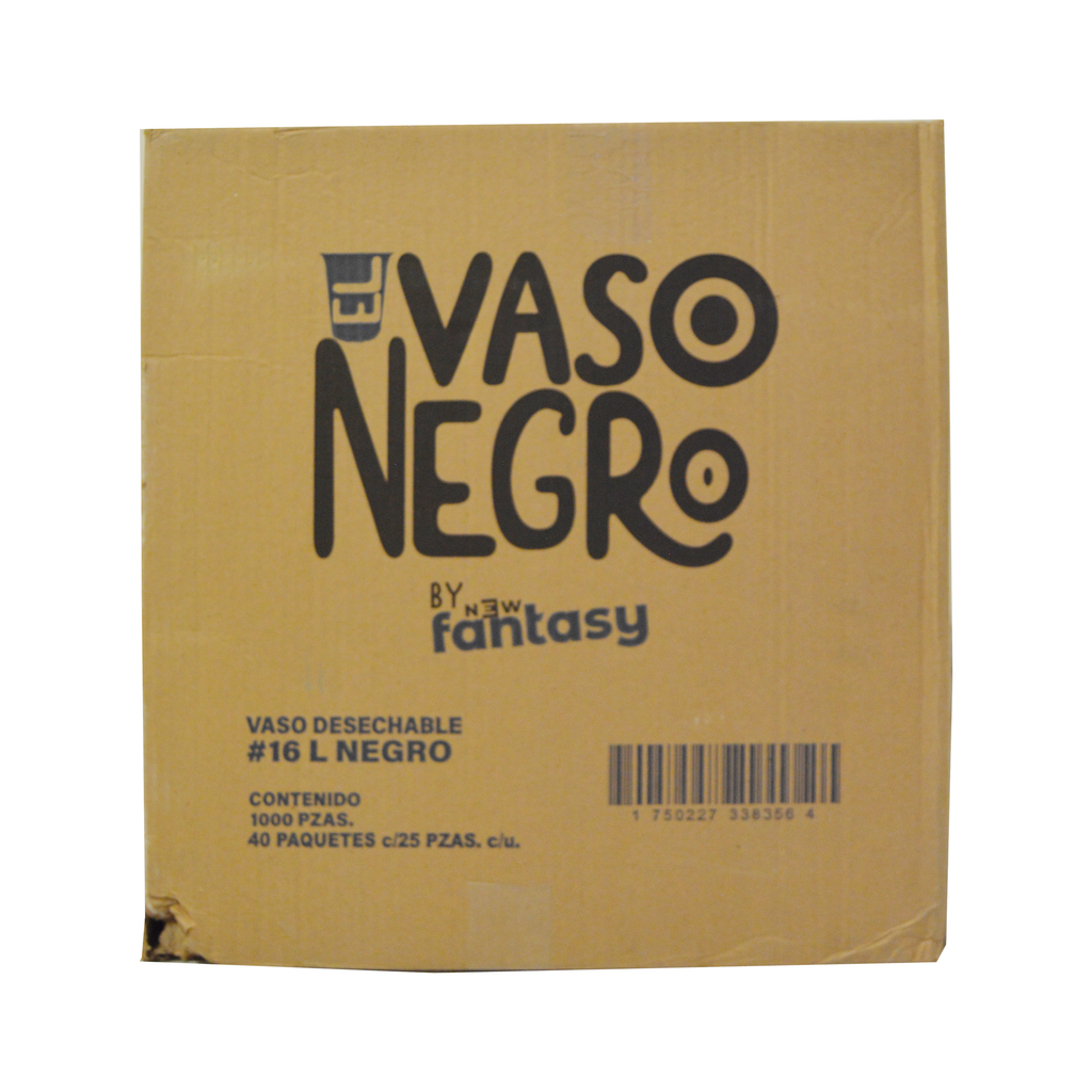 Vaso Plástico Negro 16 oz Fantasy