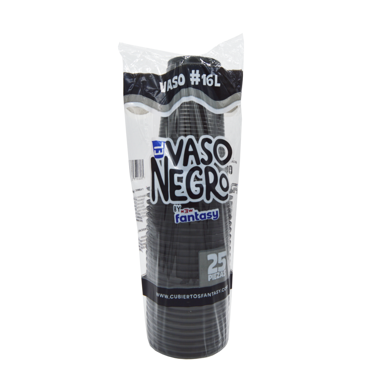Vaso Plástico Negro 16 oz Fantasy